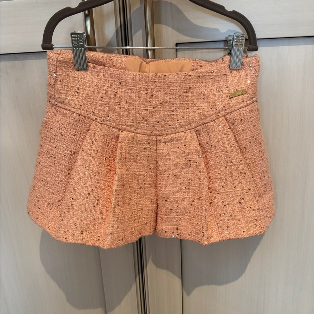 Miss Lola Peach Tweed Skorts